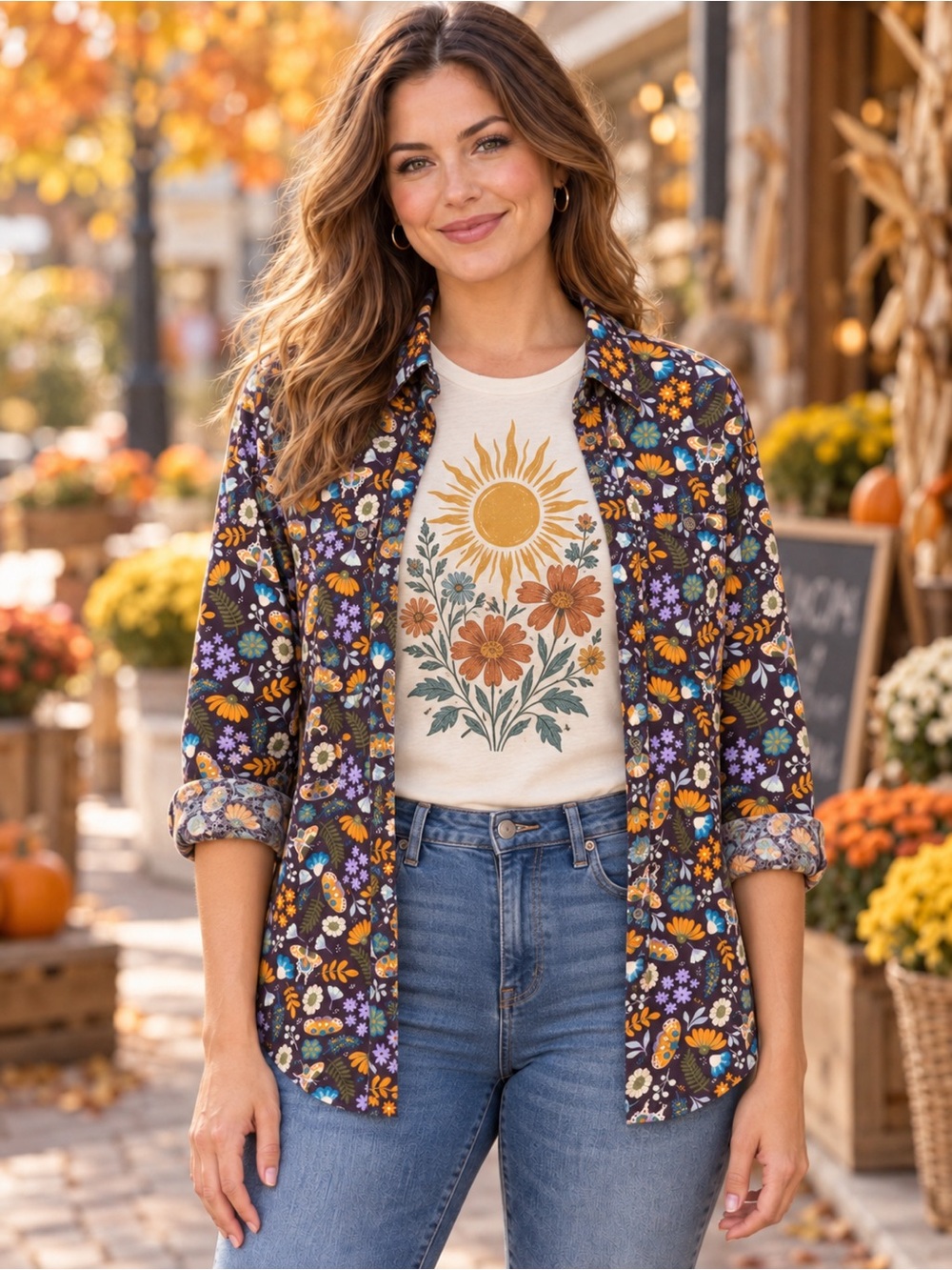 Duluth Trading Co Purple Multi Floral Flannel